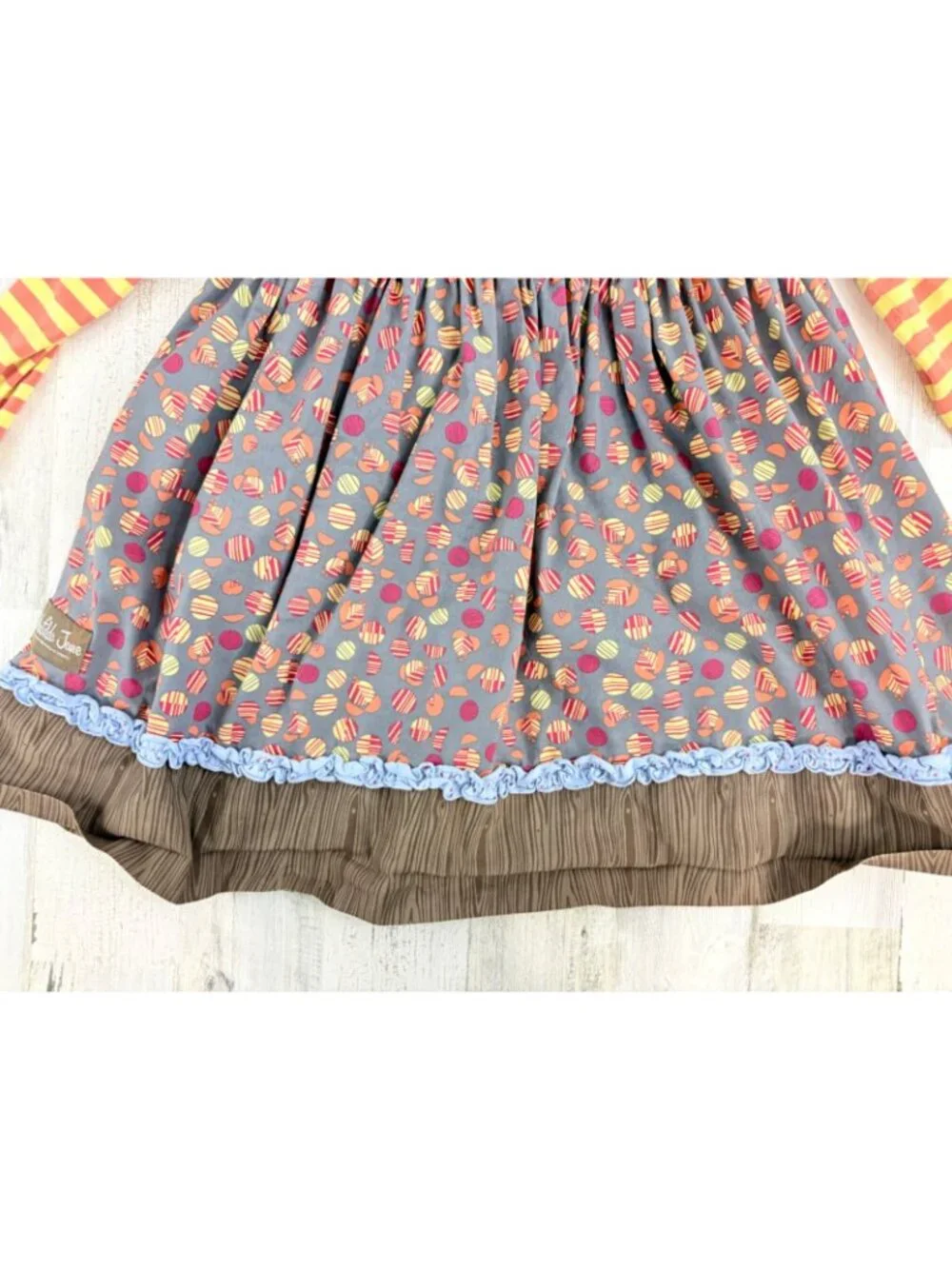 Matilda Jane Character Counts Pixie Knot Hood Apron Dress Maggie Tea Size 8